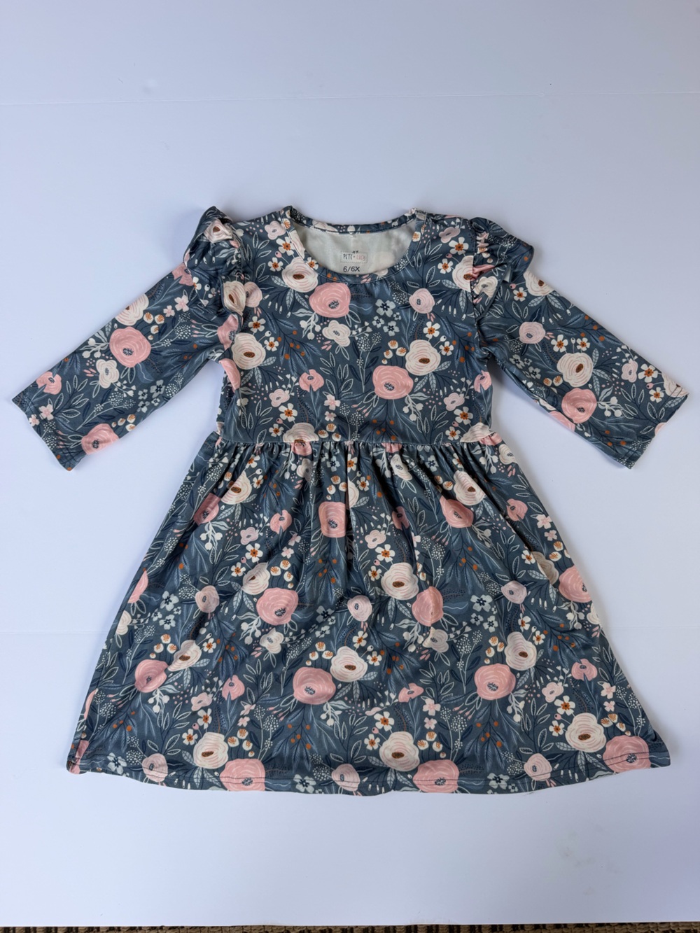 Pete + Lucy Long Sleeve Floral Girls' Dress - Pink & Blue
